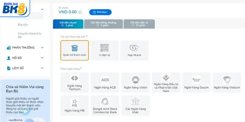 Hướng dẫn chi tiết cách nạp tiền tại BK88 dành cho newbie